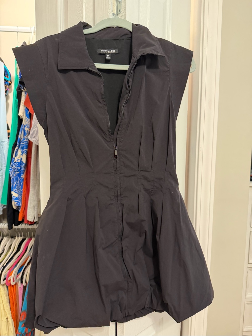 Steve Madden Black Sleeveless Zip-Up Fit & Flare Mini Dress